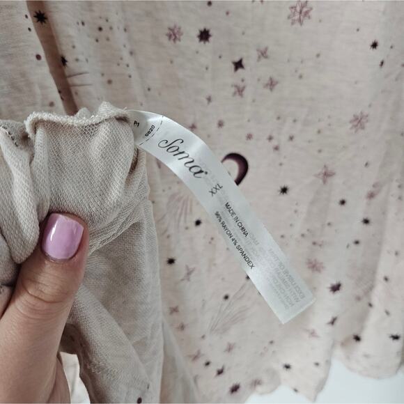 Soma Star Print Terry Long Sleeve Shorts Pajama Set XXL - Picture 8 of 13